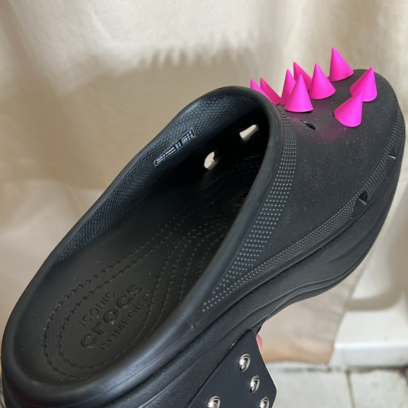 Crocs Women's Siren Studded Clog Platform Shoes High Heel Rubber Black NWT - Picture 6 of 8